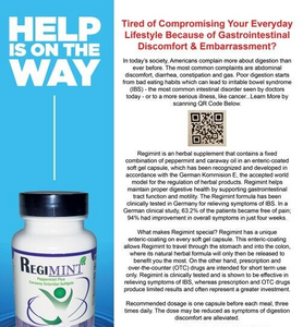 Regimint: Peppermint Oil Plus Caraway Enteric Capsules For IBS(2 pack / 120 Caps.)