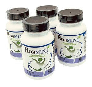 Regimint: Peppermint Oil Plus Caraway Enteric Capsules For IBS(4 pack-Pillbox / 240 Caps)